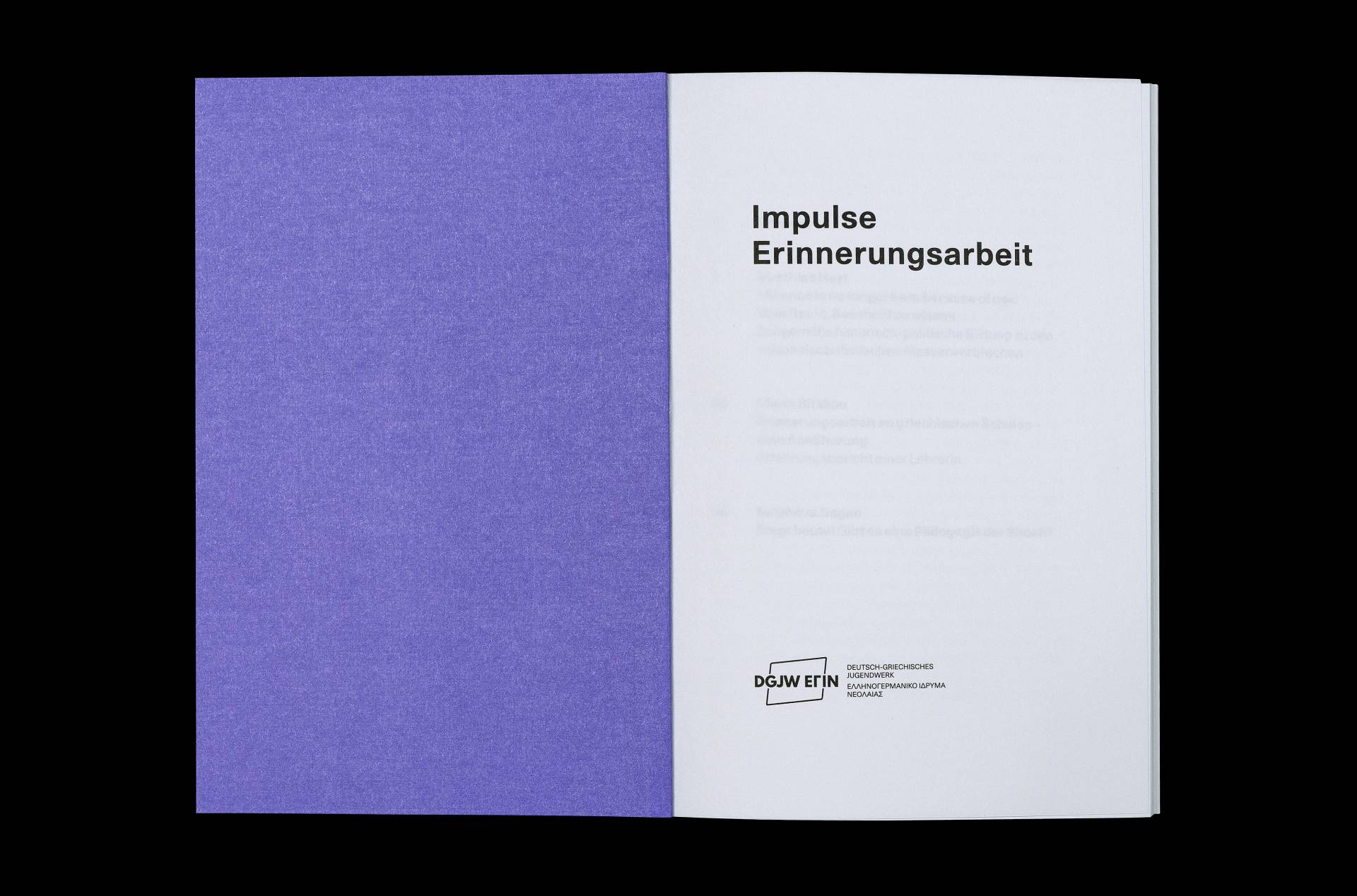 Publication: Impulse – Erinnerungsarbeit | Client: Deutsch-Griechisches Jugendwerk DGJW